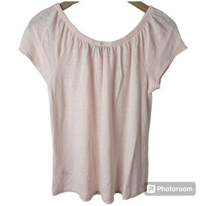 Kenar Pink Linen Cap Sleeve Summer Shirt Size Small